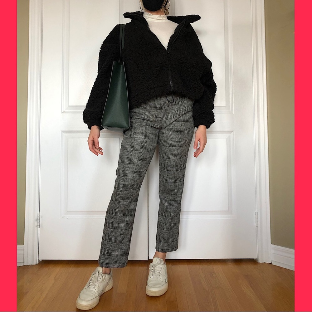 woollen h&m checkered trousers